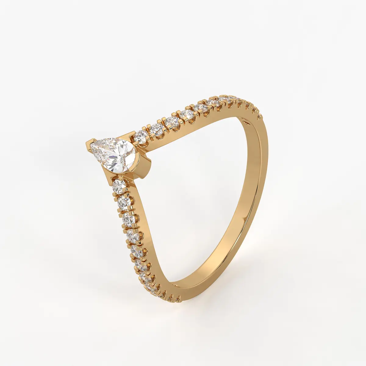 Pear Chevron Studded Ring